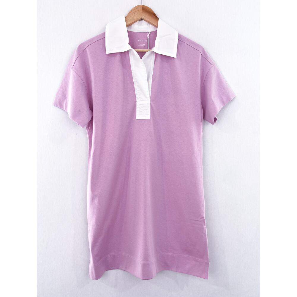NEW Everlane Pink Collared Shirt Dress siz Small Cotton Preppy Polo Academia